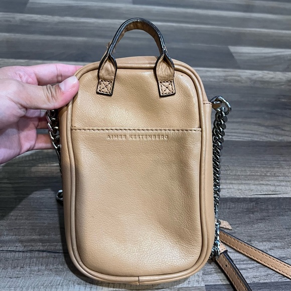 AIMEE KESTENBERG Tamitha Phone Beige Tan Leather Crossbody Bag with Chain Strap - Picture 5 of 13